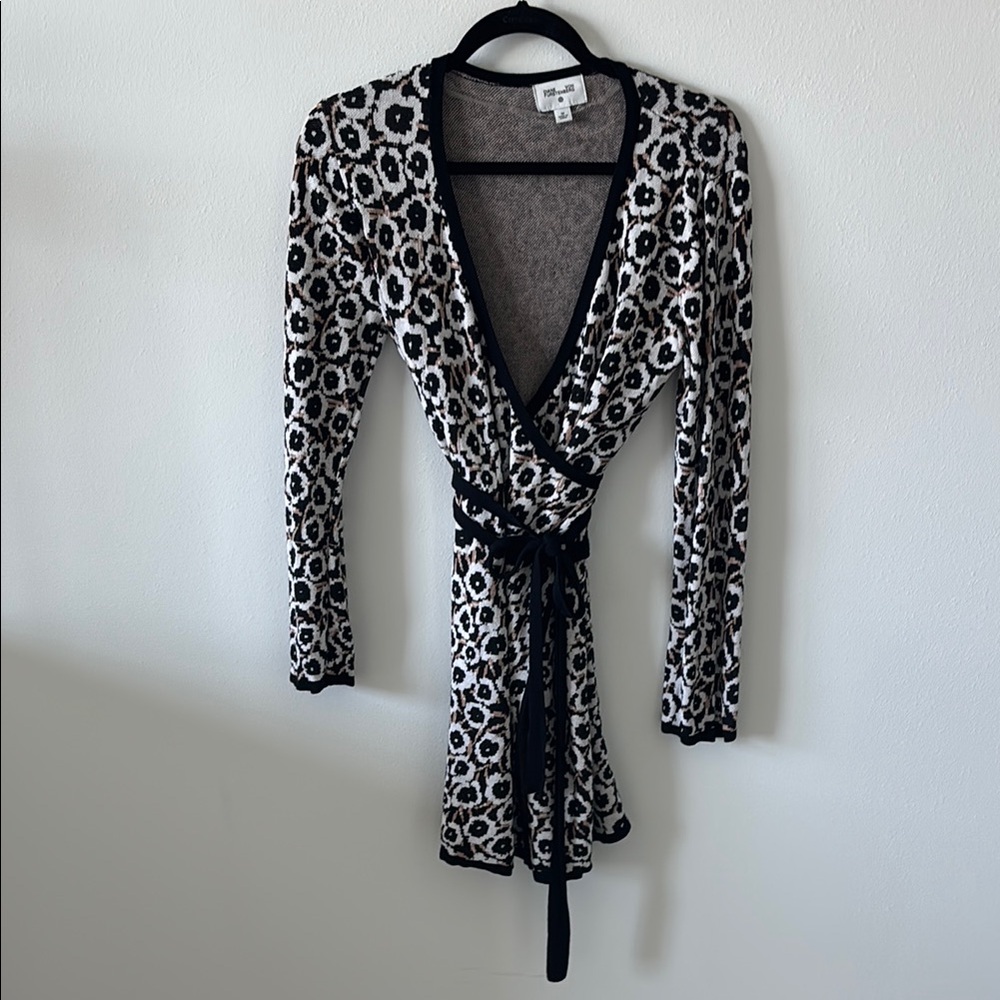 Black and White Wrap Sweater